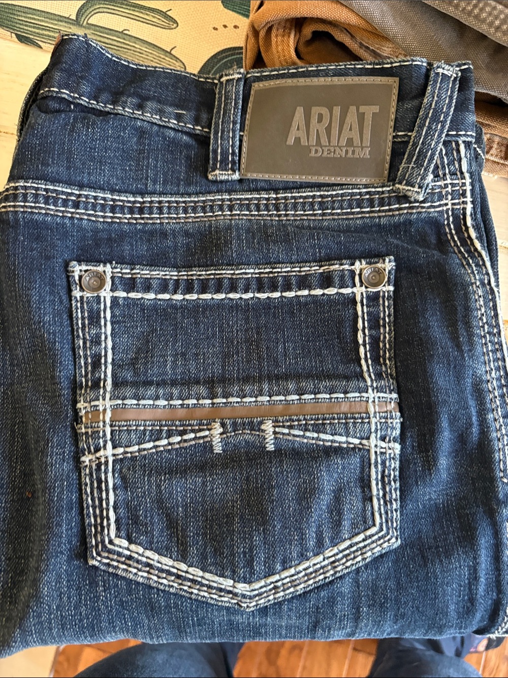 Ariat Men's Indigo Blue Slim Denim Jeans with Contrast Stitching
